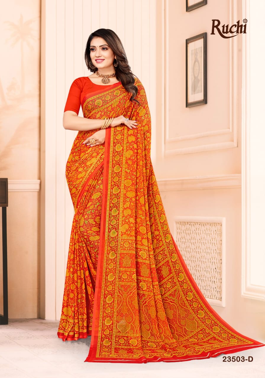 Star Chiffon 102 By Ruchi Printed Saree Catalog